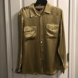 COPY - Ralph Lauren Gold 100% Silk Camp Shirt. Sz…